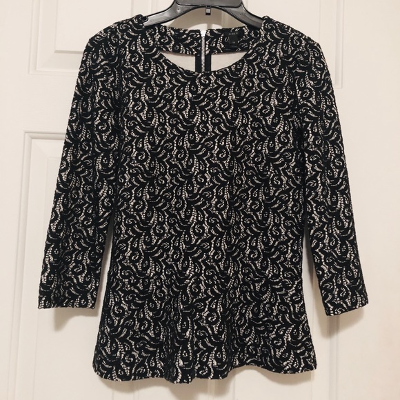 J. Crew Tops - J.Crew Black Lace Peplum Top Size XS